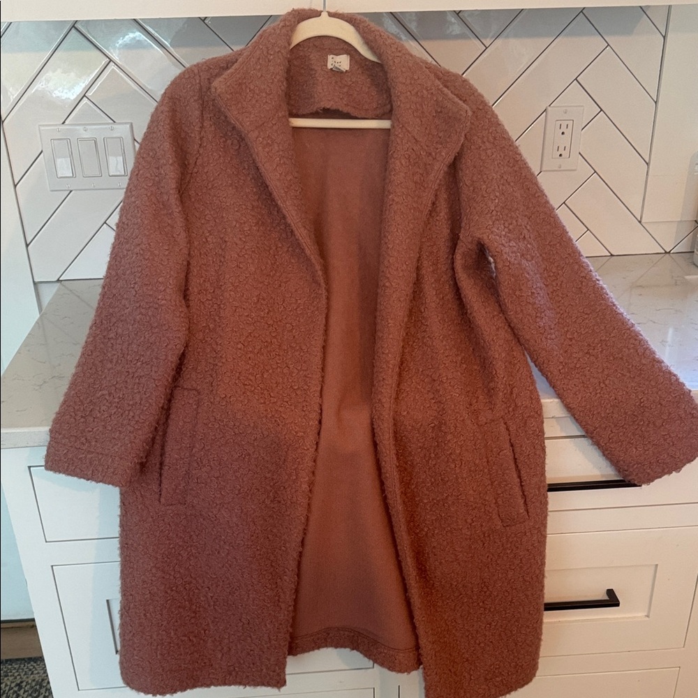 Plush Teddy Coat in Dusty Rose